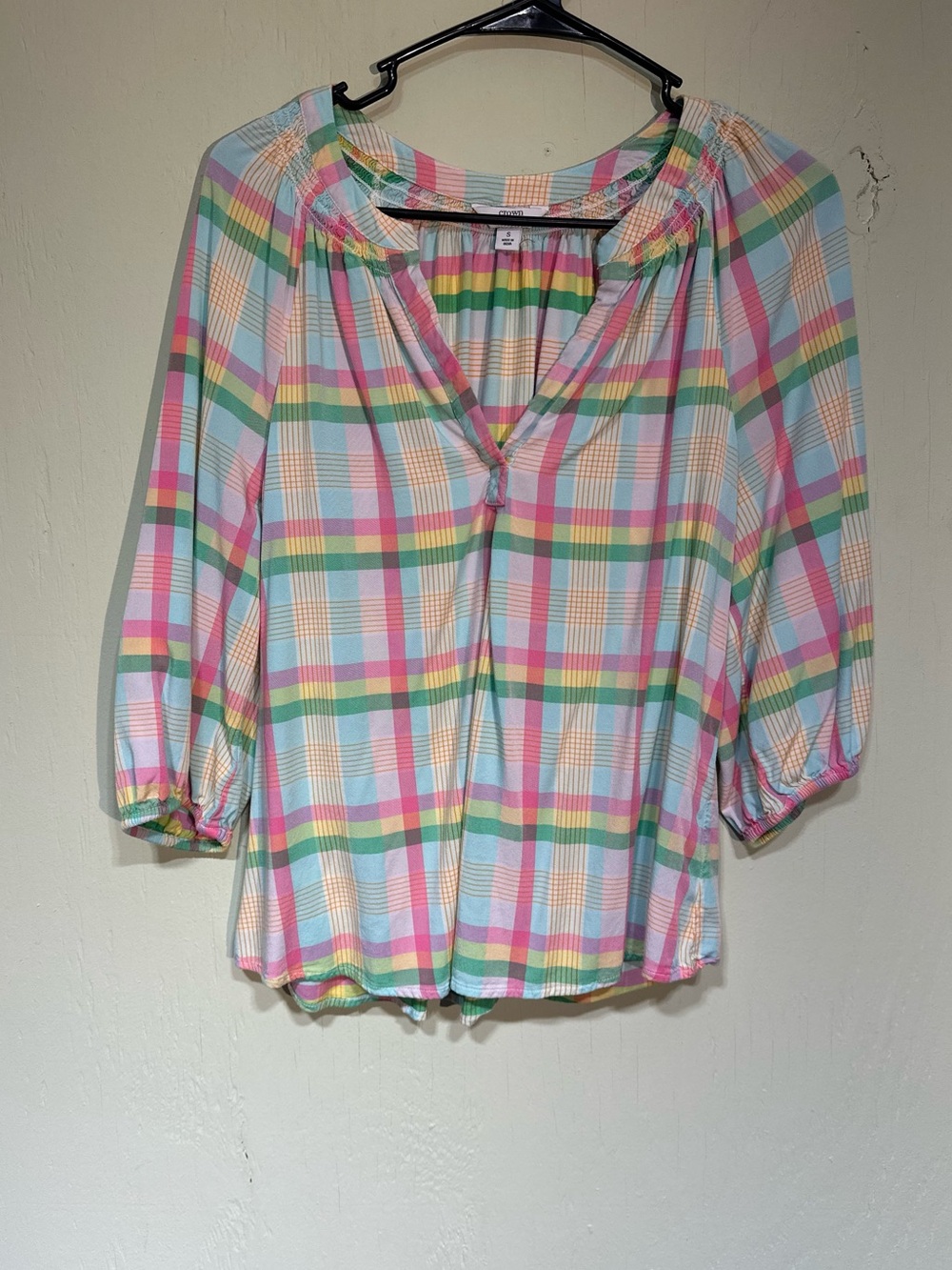 Crown & Ivy pastel colorful 3/4 sleeve peasant blouse size small